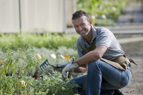 Modern landscape gardening in Thamesmead with defined zones